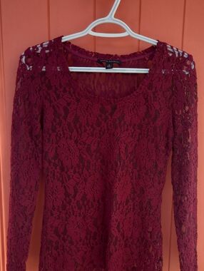 Banana Republic Wine Lace Long-Sleeve Top
